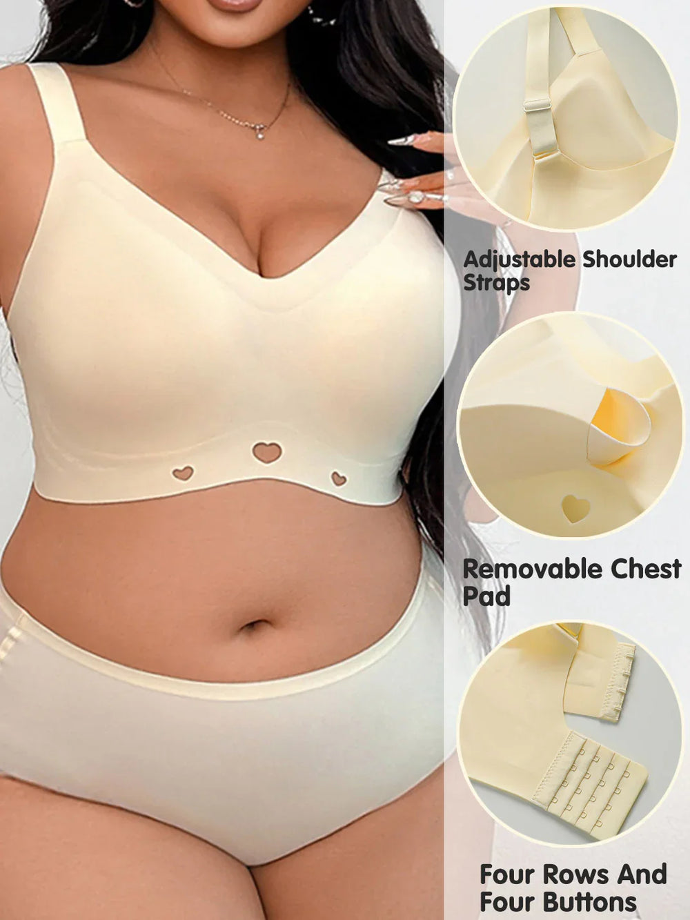 Full Coverage Wireless Bra – Plus Size Seamless Support Bra No Underwire for Large Bust - Viomisha