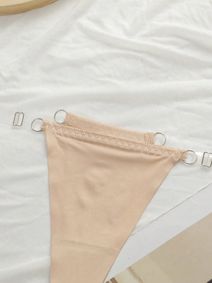 Seamless Clear Strap Trim Thong Panty Set 2pack