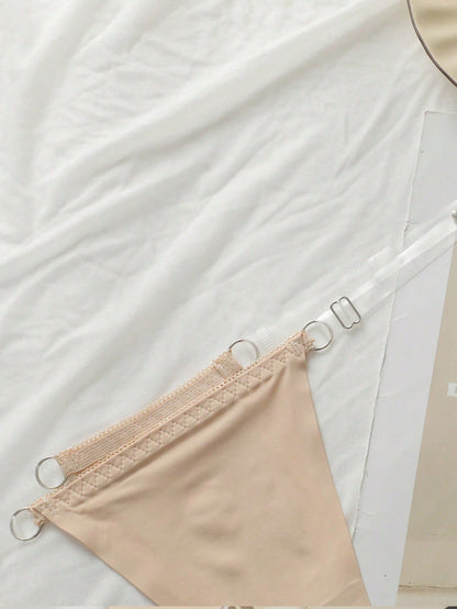 Seamless Clear Strap Trim Thong Panty Set 2pack