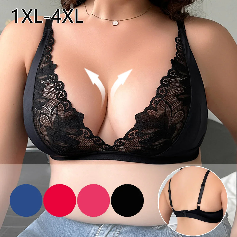 Viomisha Sexy Lace Bra Full Coverage No Wire Bra For Women Plus Size Push Up Bra No Wire Bras For Women - Viomisha