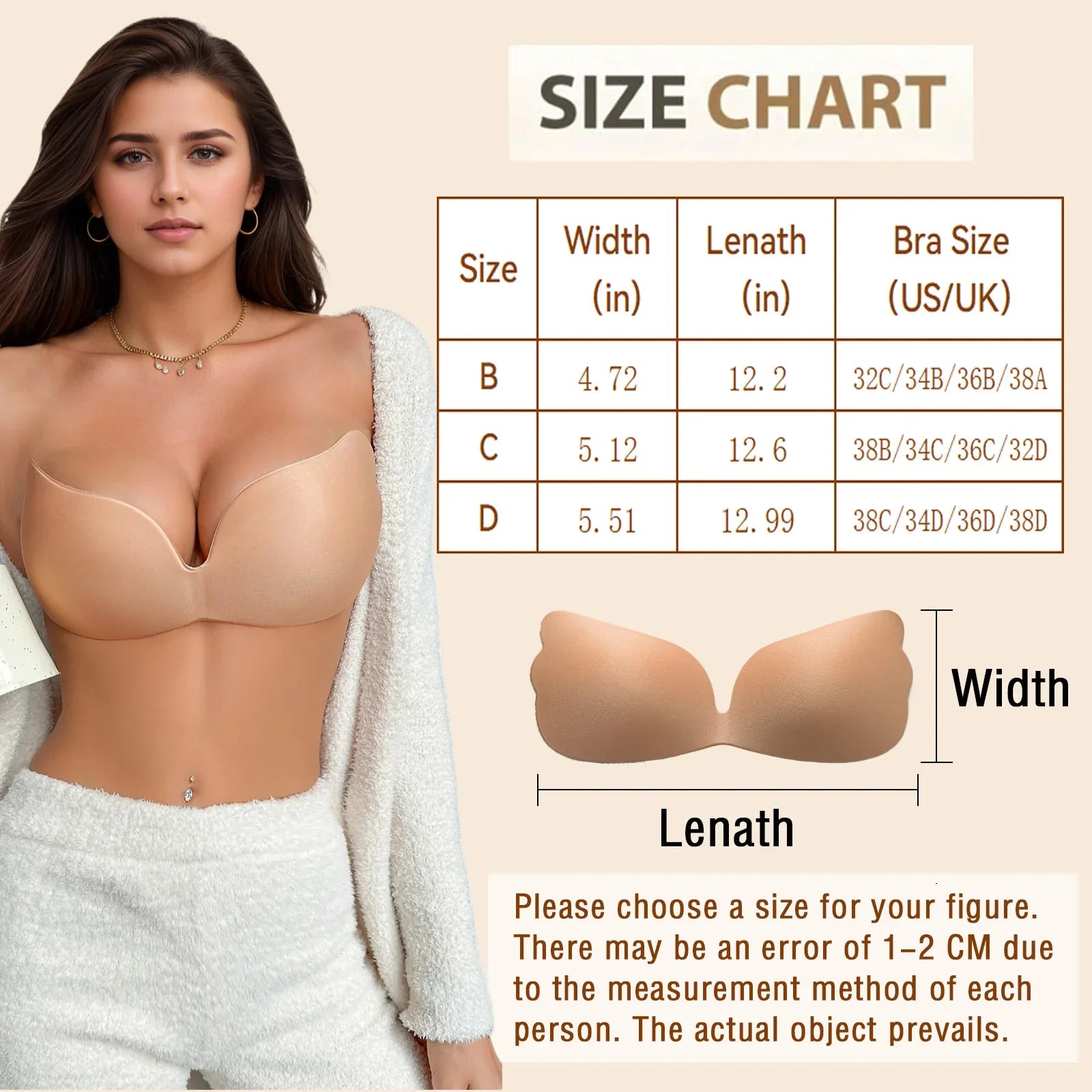 Bras For Women Invisible Silicone Strapless Bra Nipple Stickers Fabric One-Piece Seamless Sticky Bra Wedding Dress Bridal - Viomisha