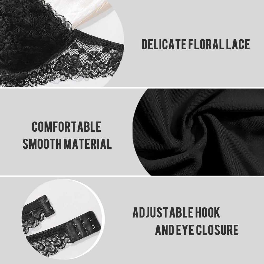 Viomisha Floral Lace Halter Bralette for Women Unpadded Wirefree Lace Bra Halter Crop Top with Hook and Eye Closure Back - Viomisha