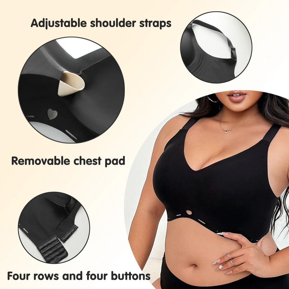 Plus Size Wireless Bra Seamless Full Coverage Comfort Bra for Women No Underwire Soft Support - Viomisha
