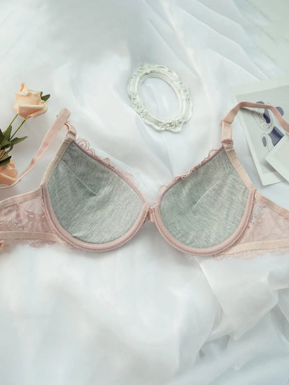 Pink Lace Underwire Bra